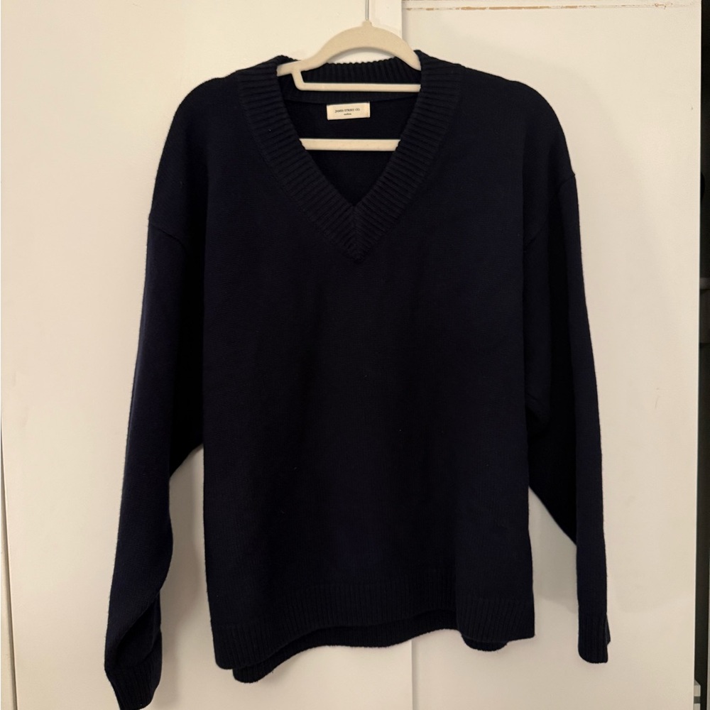 James Street Co Sweater - Sloane V Navy Wool
